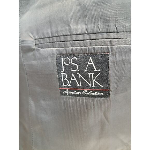Jos A Bank Signature Collection Gray Wool 2 Piece Suit 41L Pleated Pants 34x30 - Picture 10 of 12
